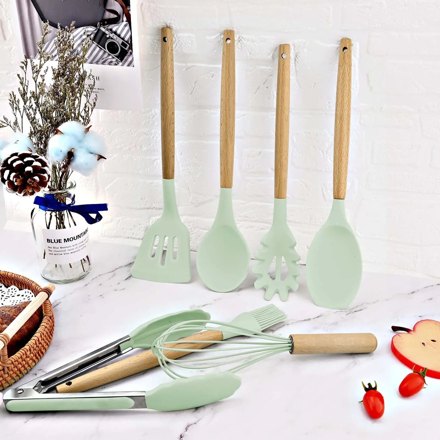 12-piece Set Wooden Handle Silicone