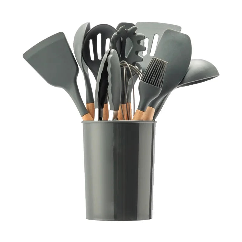 12-piece Set Wooden Handle Silicone
