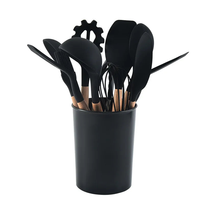 12-piece Set Wooden Handle Silicone