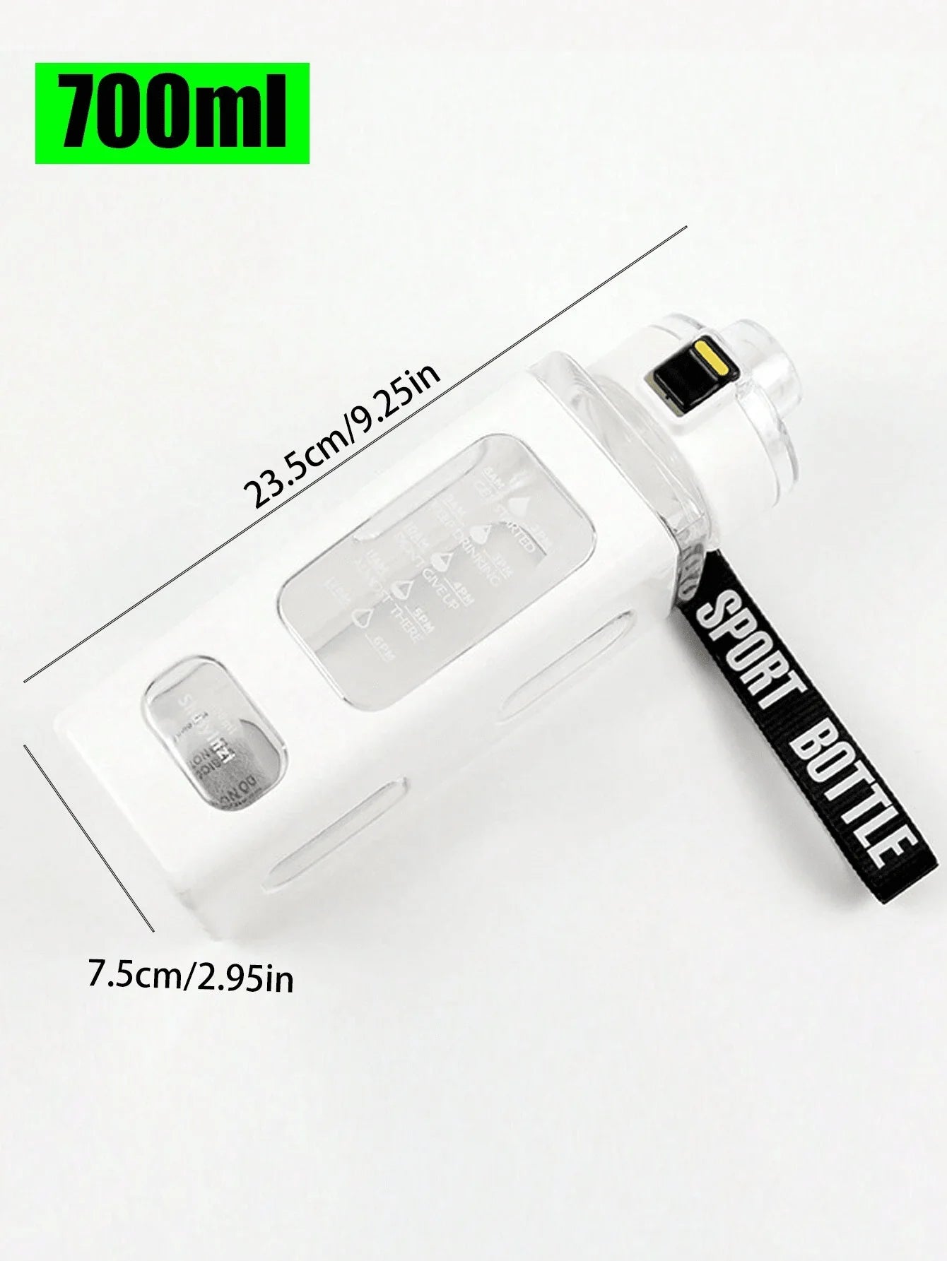 1 piece white 700ml sports water bottle, portable sippy cup