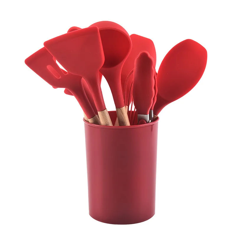 12-piece Set Wooden Handle Silicone