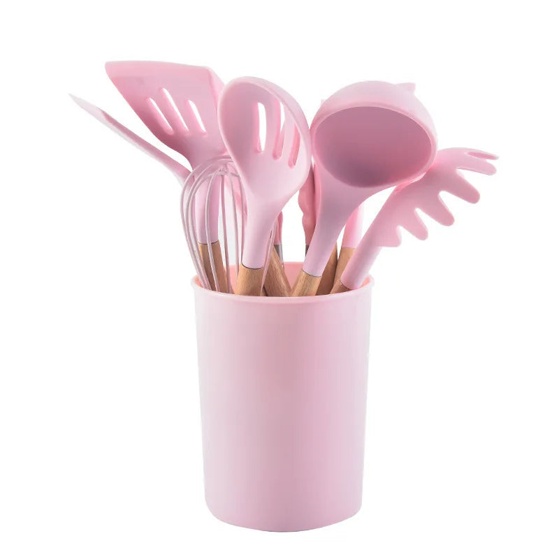 12-piece Set Wooden Handle Silicone
