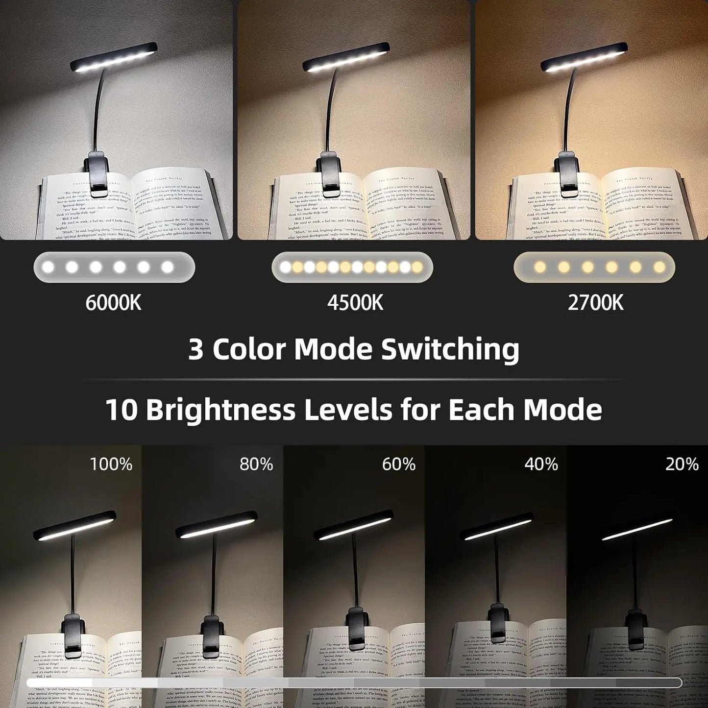 14Leds Book Light USB Rechargeable Reading
