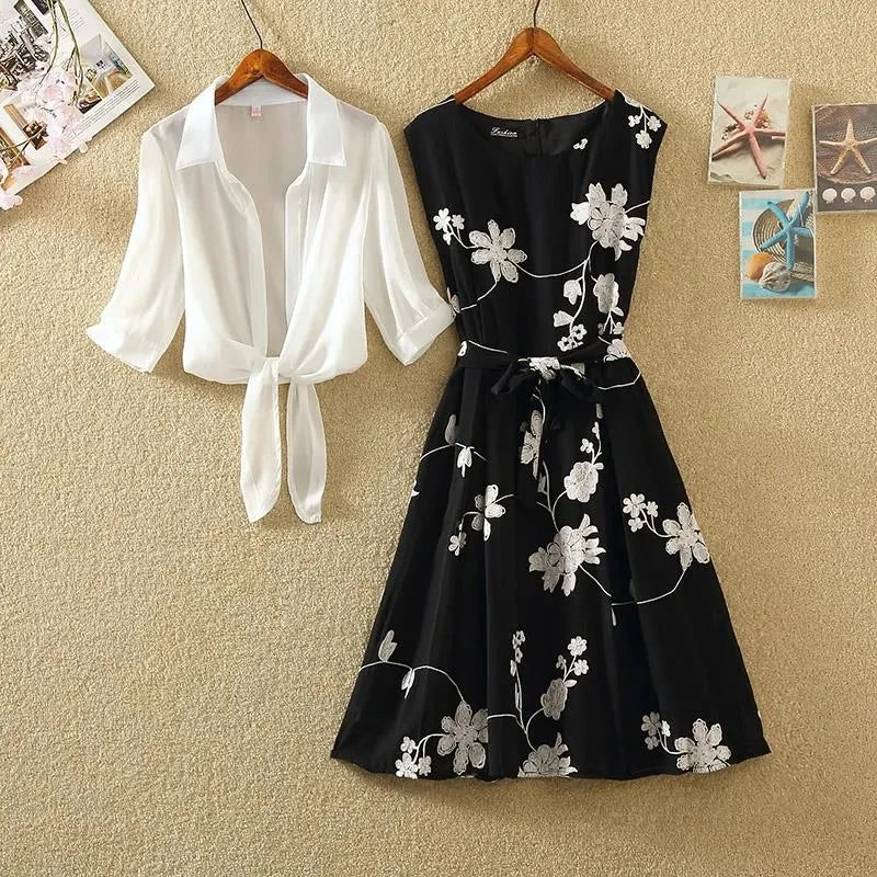 Women 2 piece sets outfits summer 2025 korean trend two piece set dress set Fashion elegant floral DressesNew in matching sets