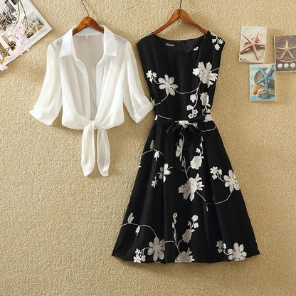 Women 2 piece sets outfits summer 2025 korean trend two piece set dress set Fashion elegant floral DressesNew in matching sets