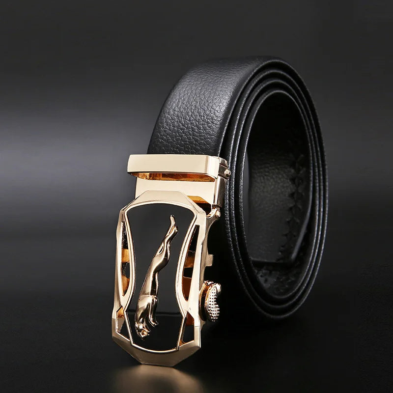 Men Belt Metal Luxury Brand Automatic Buckle Leather High Quality Belts for Men Business Work Casual Strap ZDP001A