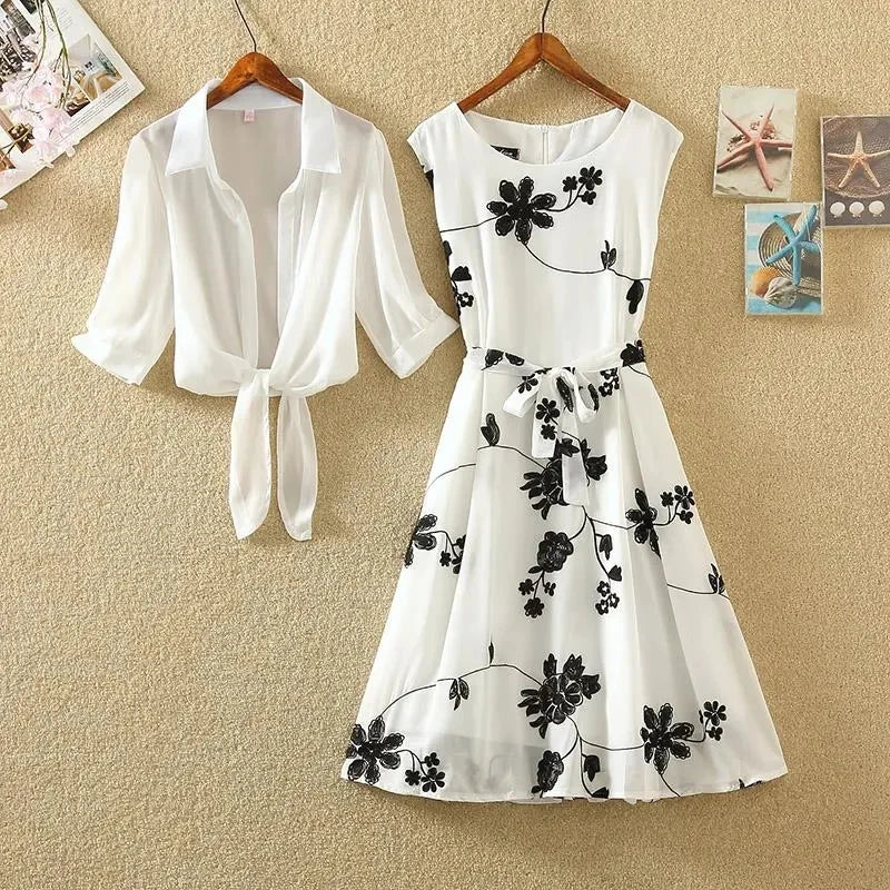 Women 2 piece sets outfits summer 2025 korean trend two piece set dress set Fashion elegant floral DressesNew in matching sets