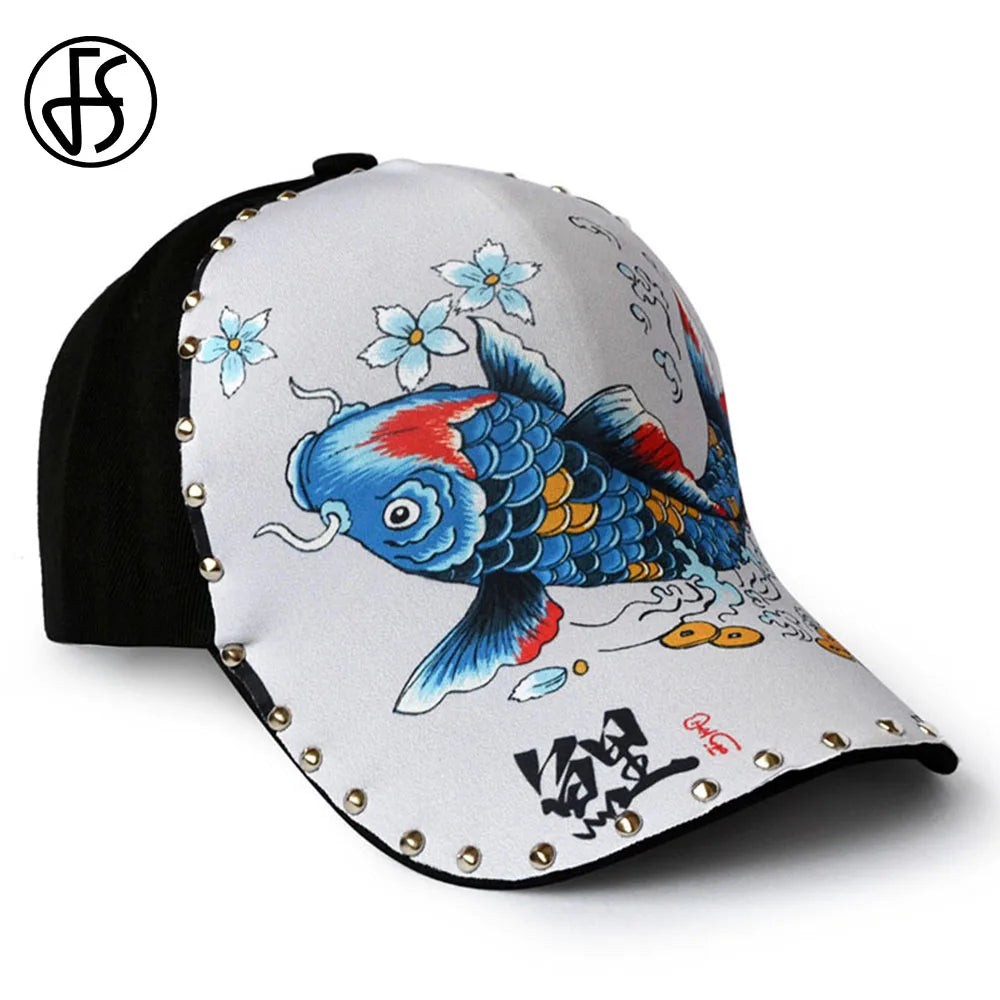 FS Brand 3D Printing Chinese Dragon Baseball Caps For Men Snapback Hip Hop Cap With Rivet Luxury Women Hats Gorras Para Hombres