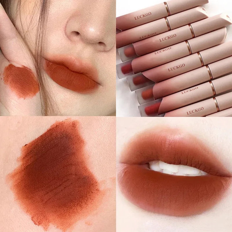 Velvet Matte Lipstick Cream Sexy Red Lip Tint Moisturizing Long Lasting Lip Gloss Waterproof Makeup Korean Cosmetics 6 Color