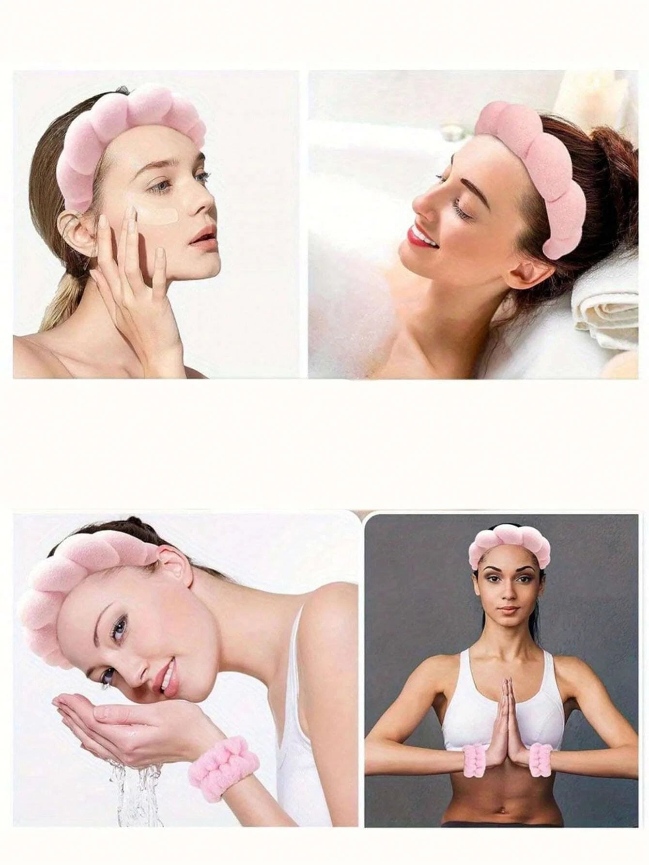 3 Piece Luxury Fiber Spa Headband and Wristband Set - Soft and Comfortable - Face Wash, Makeup Women's Hair Accessories Set