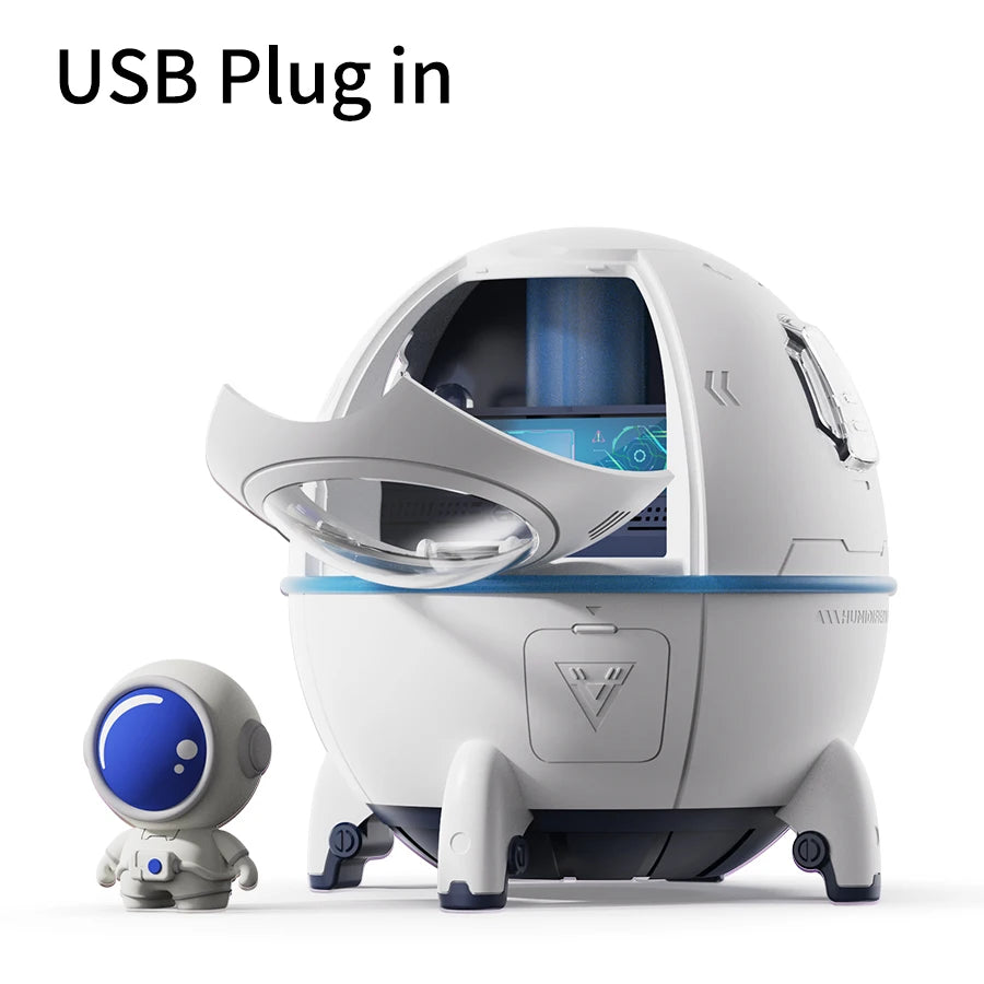 220mL Space Capsule Air Humidifier USB Plug in Rechargeable Mist Aromatherapy Water Diffuser 7 Colors Atmosphere Light