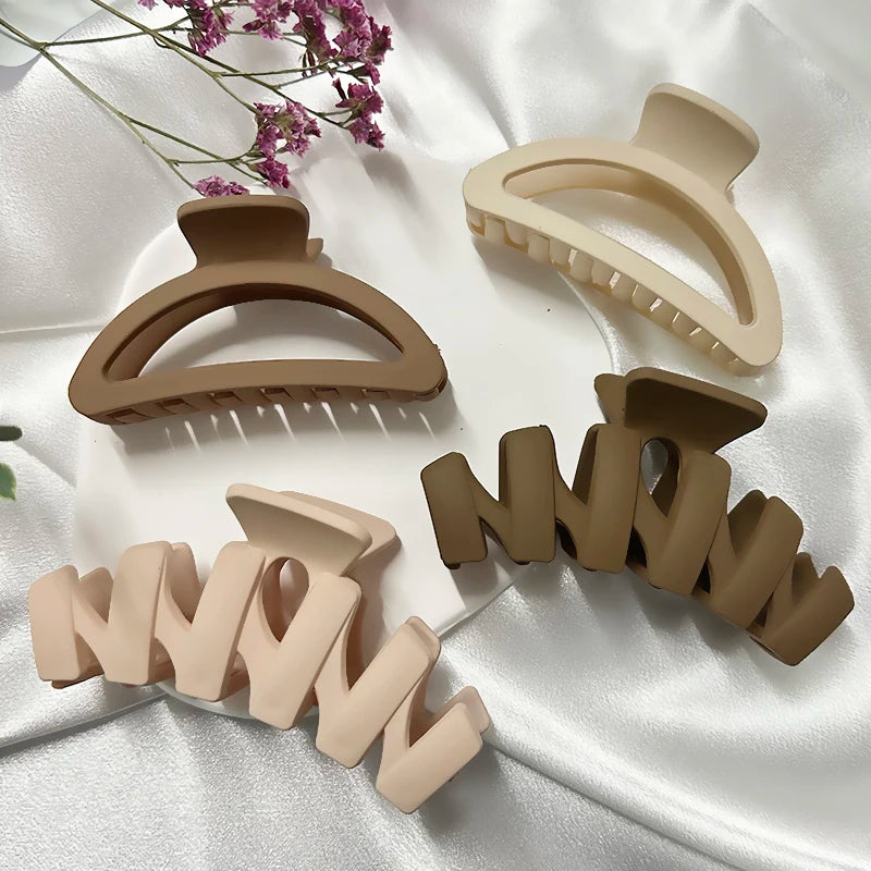 Women Hair Claw Clips Korea Coffee Beige Acrylic Large Hair Claw Hairpin Geometric Barrettes Crab Girl Headwear Hair Accessories