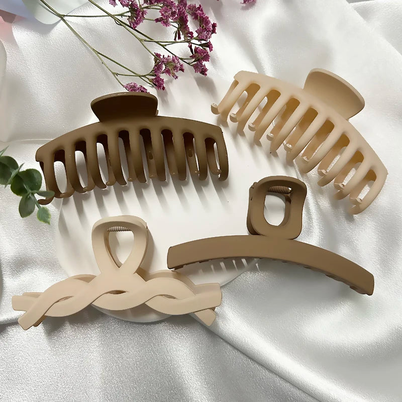 Women Hair Claw Clips Korea Coffee Beige Acrylic Large Hair Claw Hairpin Geometric Barrettes Crab Girl Headwear Hair Accessories