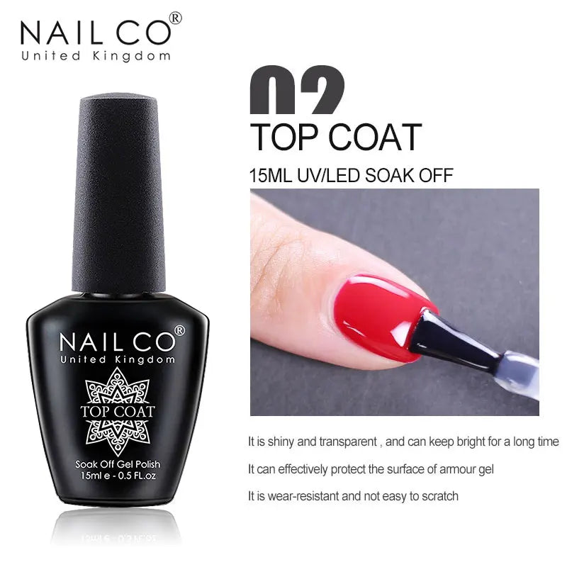 NAILCO 15ml Top Coat And Base Coat Art Design Gel Nail Polish UV Top Base Coat UV LED Soak Off Gel For Nail Decoration Varnish