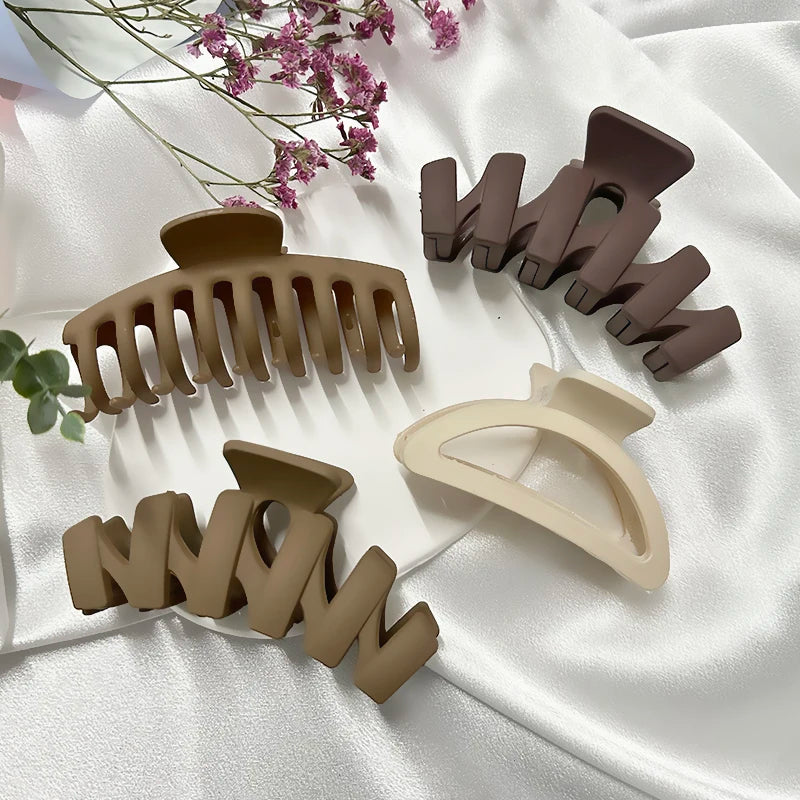 Women Hair Claw Clips Korea Coffee Beige Acrylic Large Hair Claw Hairpin Geometric Barrettes Crab Girl Headwear Hair Accessories