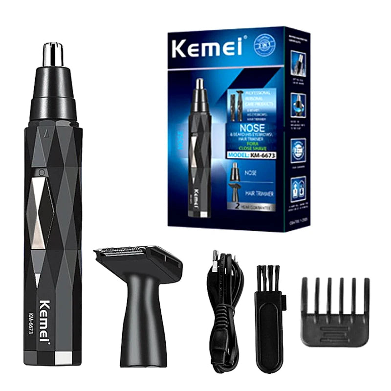 Kemei 2in1 rechargeable nose hair trimmer beard trimer mens eyebrow nose trimmer for nose and ear cleaner hair removal machine