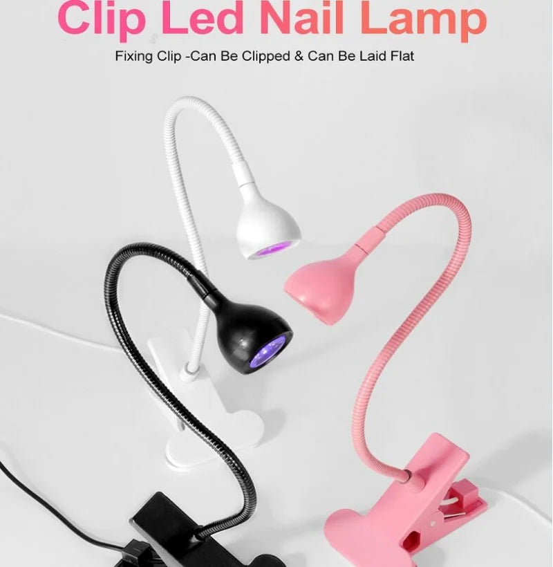 LED Nail Lamps 3W Flexible Gooseneck Lamp Quicky Dry Nail Manicure Dryer Gel Polish Curing Light for Gel Nails