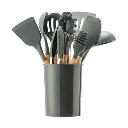 12-piece Set Wooden Handle Silicone