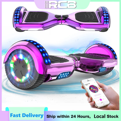 RCB Hoverboard, 6.5 Inch Two Wheel Hoverboard with Bluetooth Speaker with LED Light, Hoverboard Gift for Kids and Adults