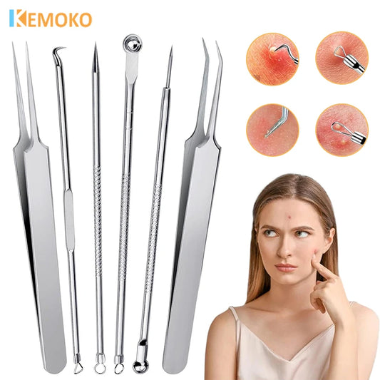 11Pcs/Set Acne Needle Blackhead Clip Remover Extraction Pore Black Head Cleaner Face Skin Care Cleansing Needle Skin Care Kit