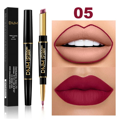 Double Ended Matte Lipstick Long Lasting Wateproof Lipsticks Brand Lip Makeup Cosmetics Dark Red Lips Liner Pencil Beauty