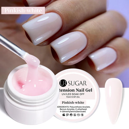 UR SUGAR 15ml Extension Nail Gel Polish Nails Finger Form Clear Nude Pink Nail Art Camouflage Hard Gel Acrylic Nail Manicur