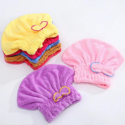 Shower Cap Women Hair  Microfibre Quick  Drying Bath Spa Bowknot  Wrap Towel Hat For  room Accessories