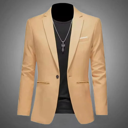 Men's Trendy Leisure Boutique Suit Jacket  Autumn Casual Business Slim Fit Non-ironing Single Button Suit Solid Formal Blouse