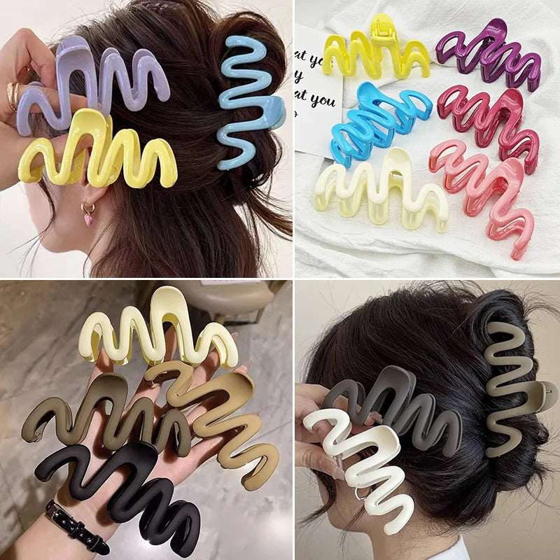 Women Fashion Acrylic Hair Claw Clip Large Wave Style Hairpins Hair Clamps Barrettes Hair Accessories Hairgrip Ponytail Headwear