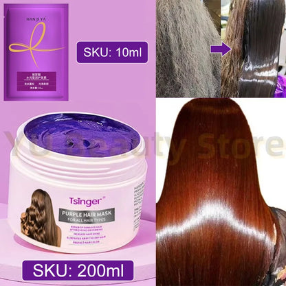 Purple Repair Hair Mask Keratin Deep Nourishing Dry Frizzy Damaged Treatment Collagen Magical 5 Second Soft Shiny Care 200ml