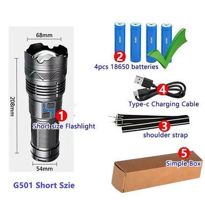 High Power Led Flashlight Super Bright Long Range Torch Rechargeable Ultra Powerful Outdoor Tactical Hand Lamp Camping Lantern