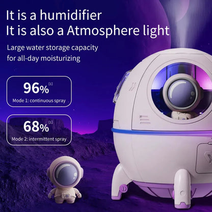 220mL Space Capsule Air Humidifier USB Plug in Rechargeable Mist Aromatherapy Water Diffuser 7 Colors Atmosphere Light