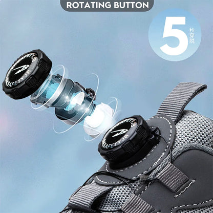 Rotating Button New Safety Shoes Men Anti-smash Anti-puncture Work Shoes Fashion Men Sport Shoes Security Protective Boots Men