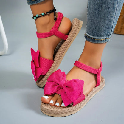 Women Sandals 2024 New Summer Lightweight Sandals Fashion Beach Casual Slippers Outdoor Bow Tie Flat Shoes Home Slides Women