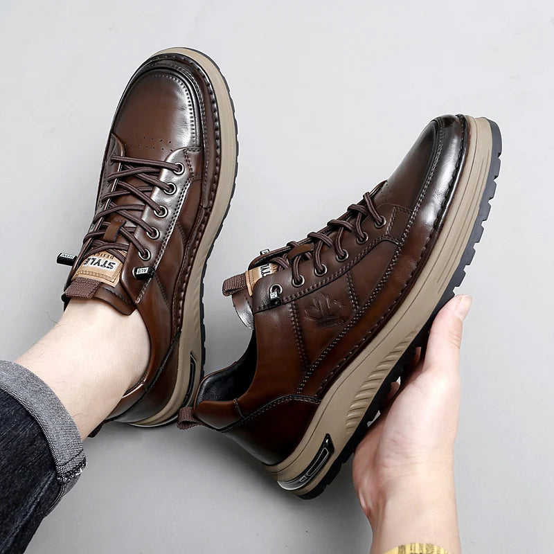 Men Fashion Male Comfortable Driving Shoe Genuine Leather Mens Slip on Casual Shoes Men Outdoor Footwear Men Stylish Skate Shoes