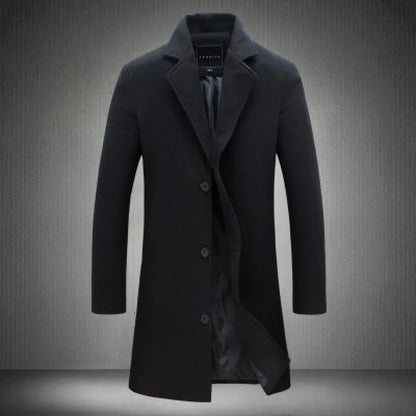 Men's Fashion Slim Fit Single Breasted Wool Coat Windbreaker Elegant British Spring and Autumn Coat Outerwear Men's Jacket