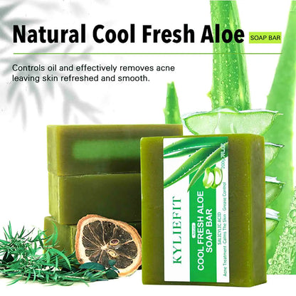 AILKE Aloe Vera Whitening Soap, Remove Acne, Pimples, Skin Radiant, Improve Skin Luster, Vegan Bath Wash for Women Men