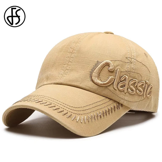 FS Vintage 3D Letter Denim Cap For Men Beige Luxury Brand Women Baseball Hat Summer Outdoor Sports Golf Caps Bone Masculino 2025