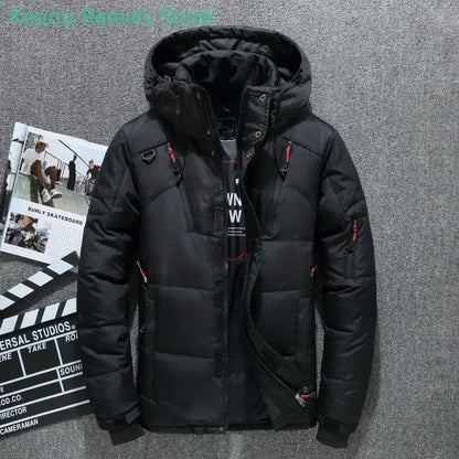 Hooded Mens Parkas Degree Winter Clothing Men, White Duck Goose Feather Coat Thick Mens Warm Snow Jacket Coat Windbreaker Men