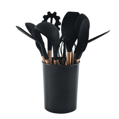 12-piece Set Wooden Handle Silicone