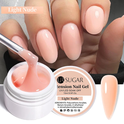 UR SUGAR 15ml Extension Nail Gel Polish Nails Finger Form Clear Nude Pink Nail Art Camouflage Hard Gel Acrylic Nail Manicur