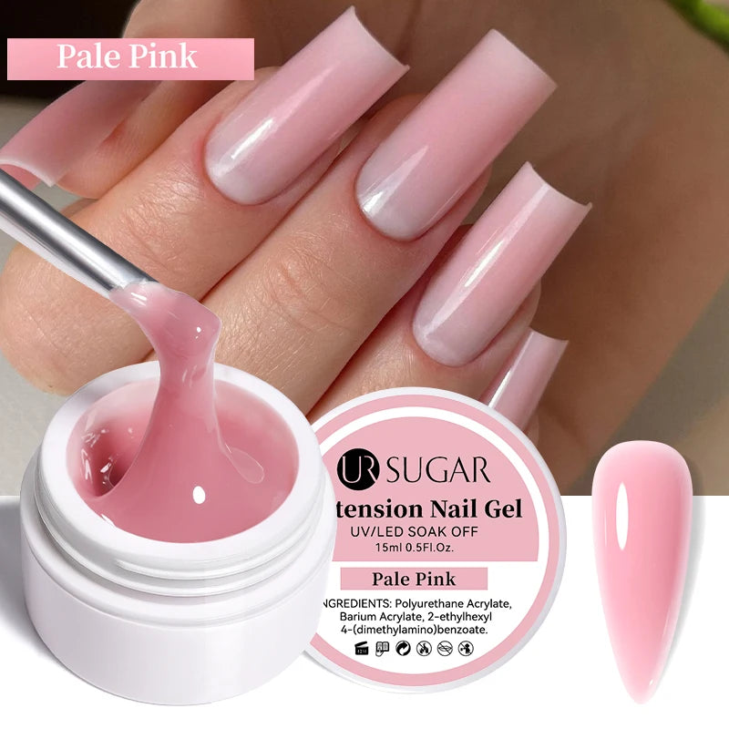 UR SUGAR 15ml Extension Nail Gel Polish Nails Finger Form Clear Nude Pink Nail Art Camouflage Hard Gel Acrylic Nail Manicur