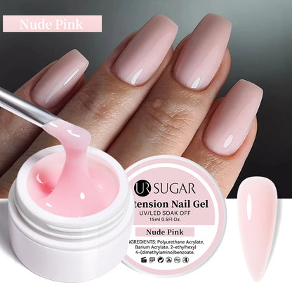 UR SUGAR 15ml Extension Nail Gel Polish Nails Finger Form Clear Nude Pink Nail Art Camouflage Hard Gel Acrylic Nail Manicur