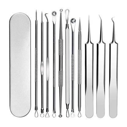 11Pcs/Set Acne Needle Blackhead Clip Remover Extraction Pore Black Head Cleaner Face Skin Care Cleansing Needle Skin Care Kit