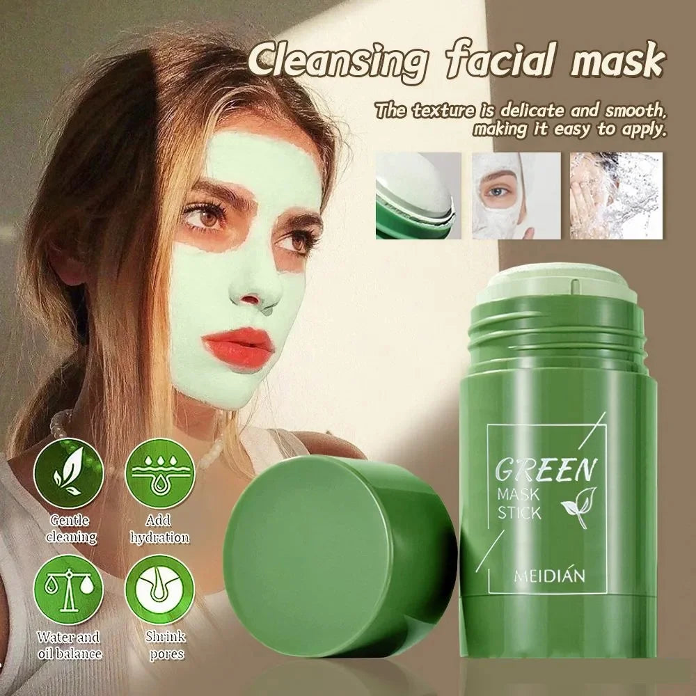 Original Facial Remove Blackhead Green Tea Solid Mask Treat Acne Blemish Black Dots Clean Stick Cream Shrink Pores Skin Care ﻿