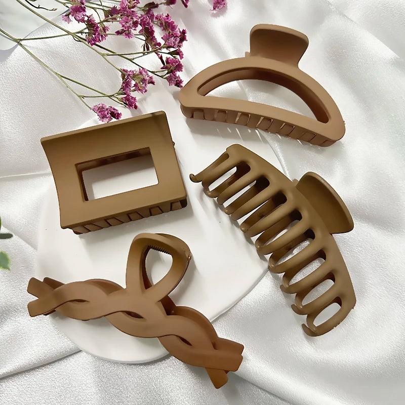 Women Hair Claw Clips Korea Coffee Beige Acrylic Large Hair Claw Hairpin Geometric Barrettes Crab Girl Headwear Hair Accessories