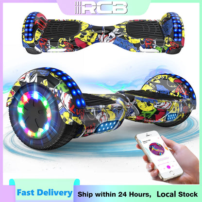 RCB Hoverboard, 6.5 Inch Two Wheel Hoverboard with Bluetooth Speaker with LED Light, Hoverboard Gift for Kids and Adults