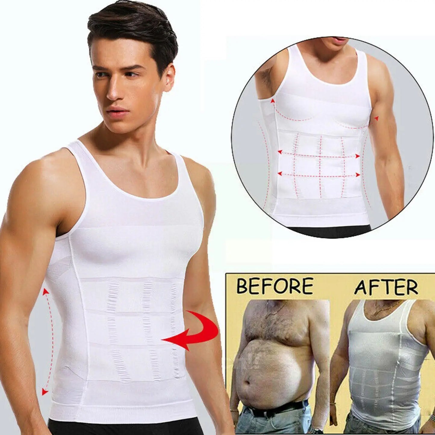 Men Slimming Elastic Body Shapewear Vest Tight Skinny Shirt Fitness Waist Compression Control Abdomen Breathable Sport Vest