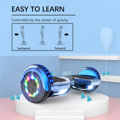 RCB Hoverboard, 6.5 Inch Two Wheel Hoverboard with Bluetooth Speaker with LED Light, Hoverboard Gift for Kids and Adults