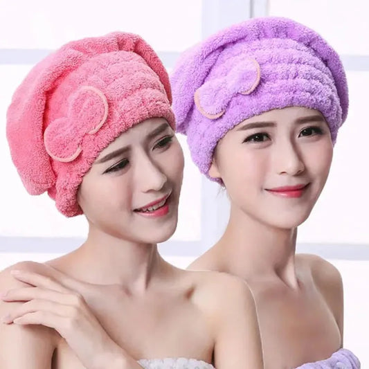 Shower Cap Women Hair  Microfibre Quick  Drying Bath Spa Bowknot  Wrap Towel Hat For  room Accessories